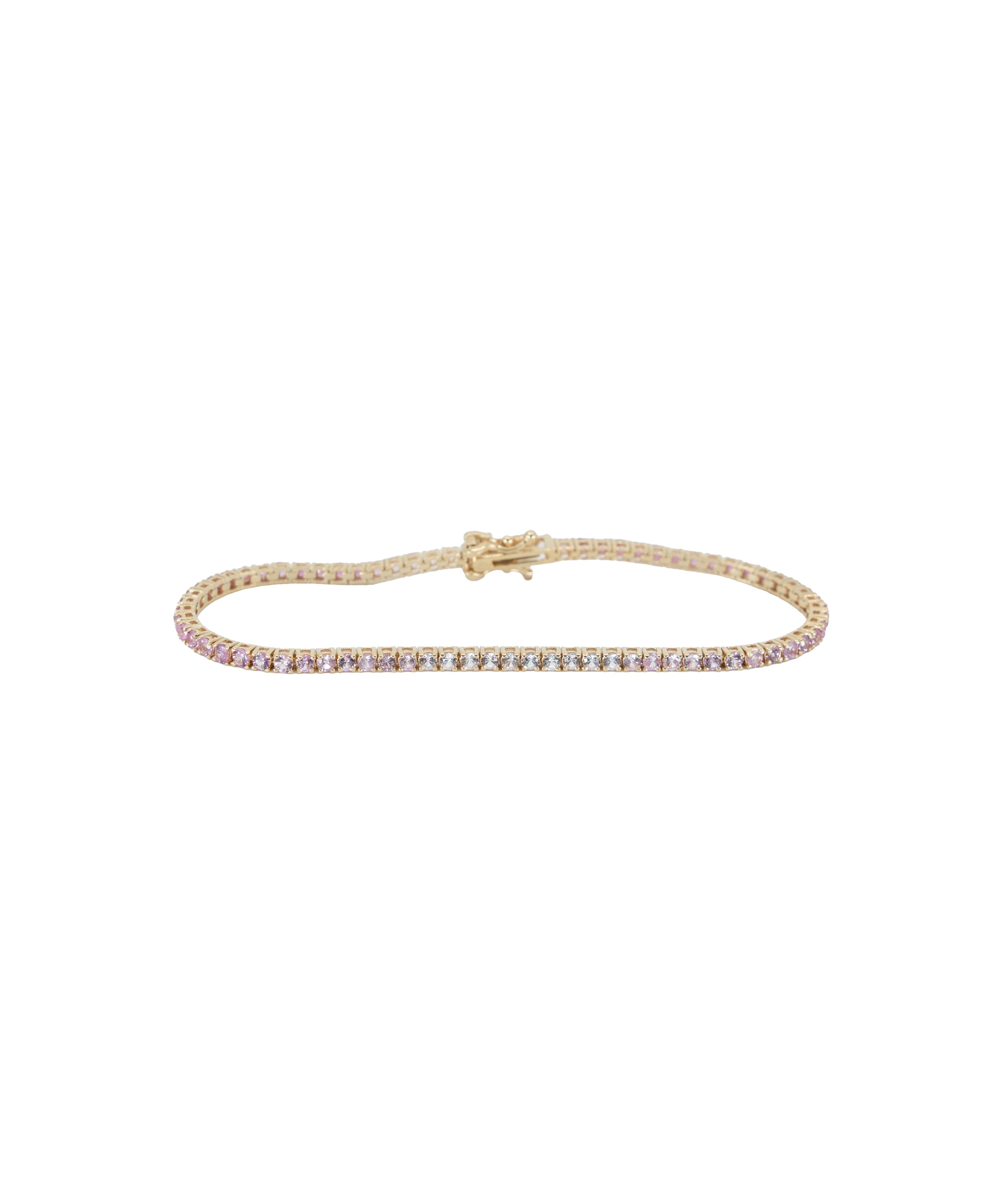 PINK SAPPHIRE 3.16 CARAT GOLD TENNIS BRACELET Default Title / OMBRE.14k.PINKSAPPHIRE.3.16CT BRACELET