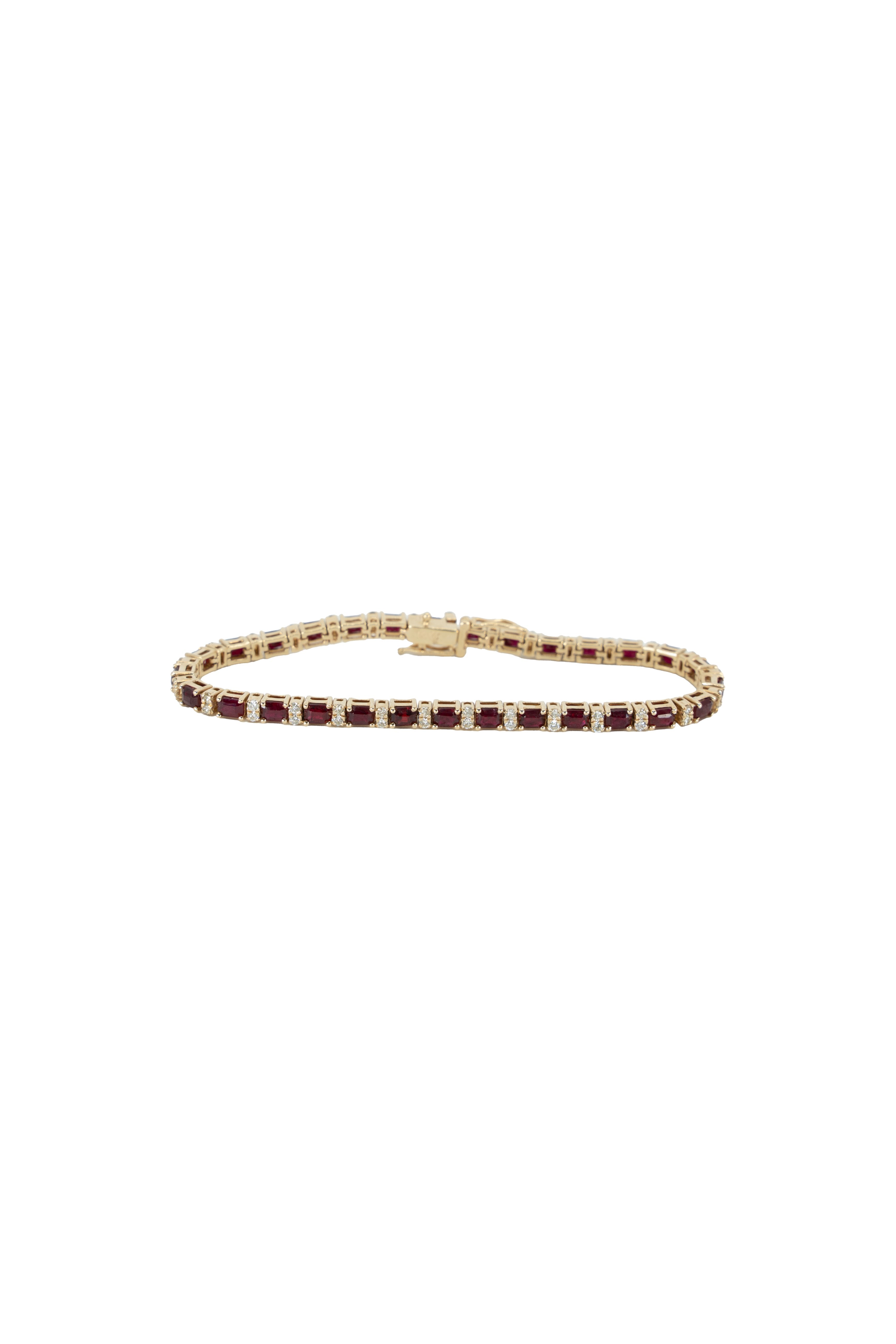 RUBY DIAMOND 2.79CT GOLD TENNIS BRACELET Default Title / 14K.YG.RUBY.DIA.2.79CT BRACELET