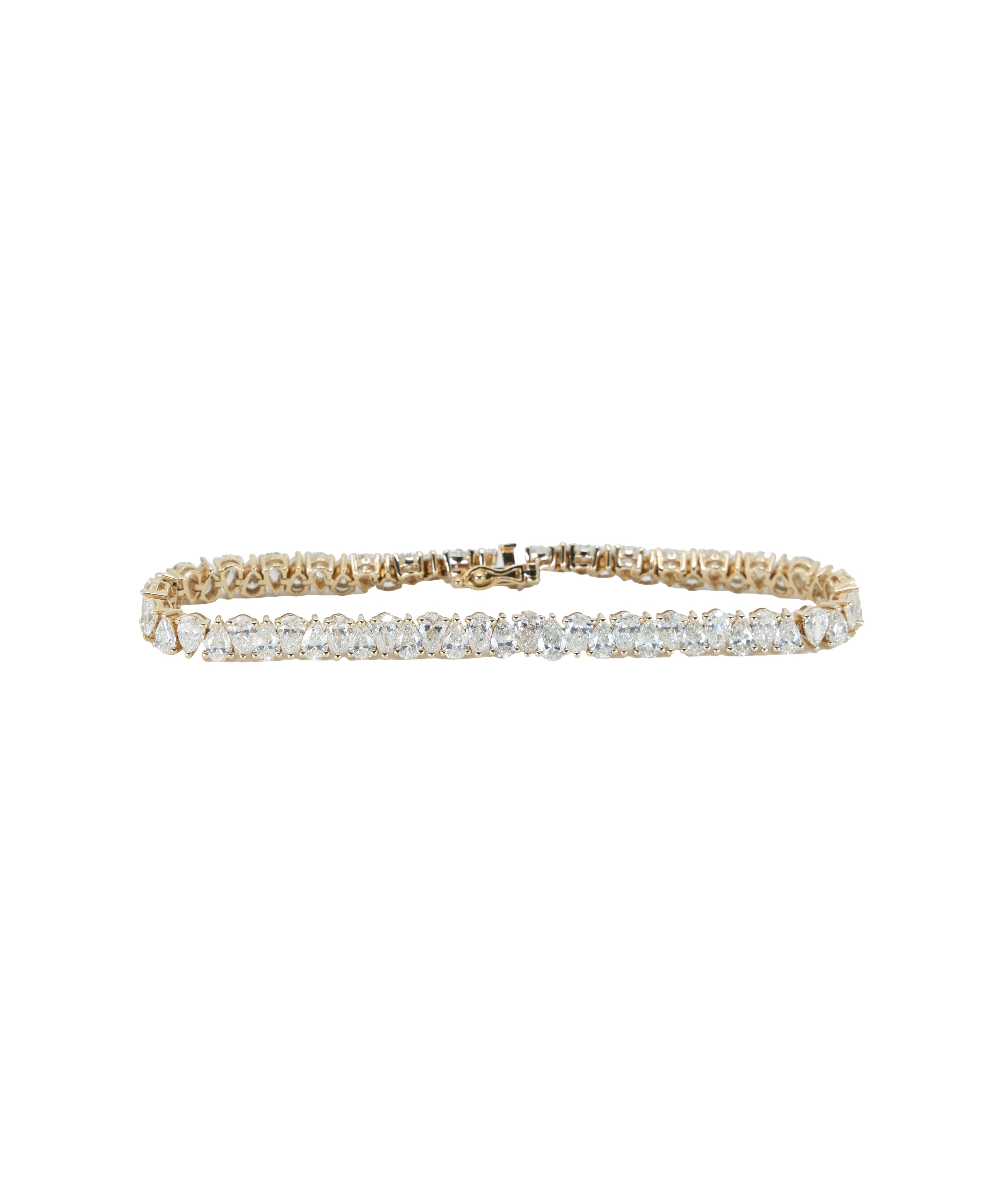 YELLOW GOLD KISSING PEAR TENNIS BRACELET Default Title / 14KG.YG.KISSING.DIA BRACELET