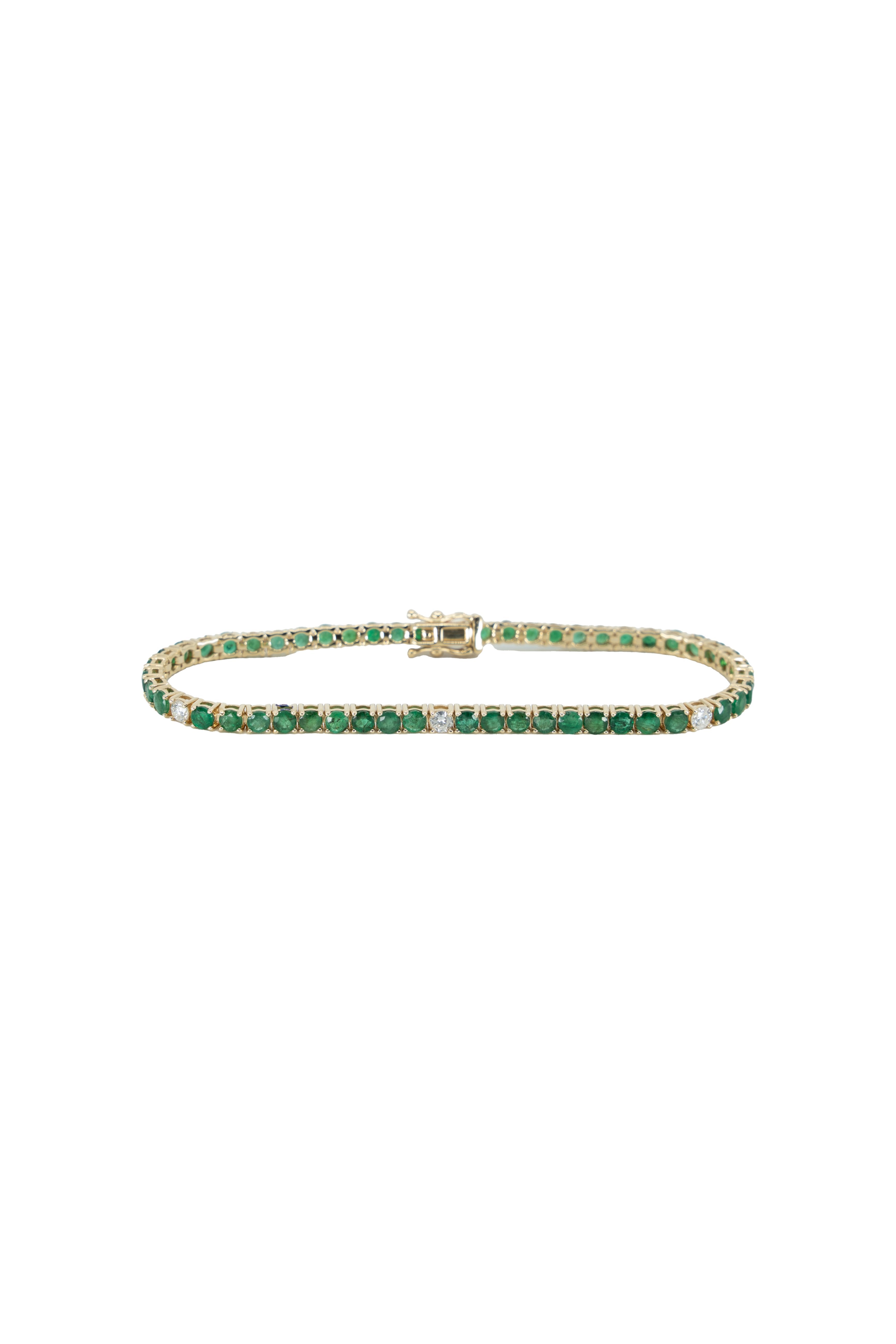 YELLOW GOLD EMERALD 5.41 CARAT BRACELET Default Title / 14K.YG.GRN.EMERALD.5.41CT BRACELET