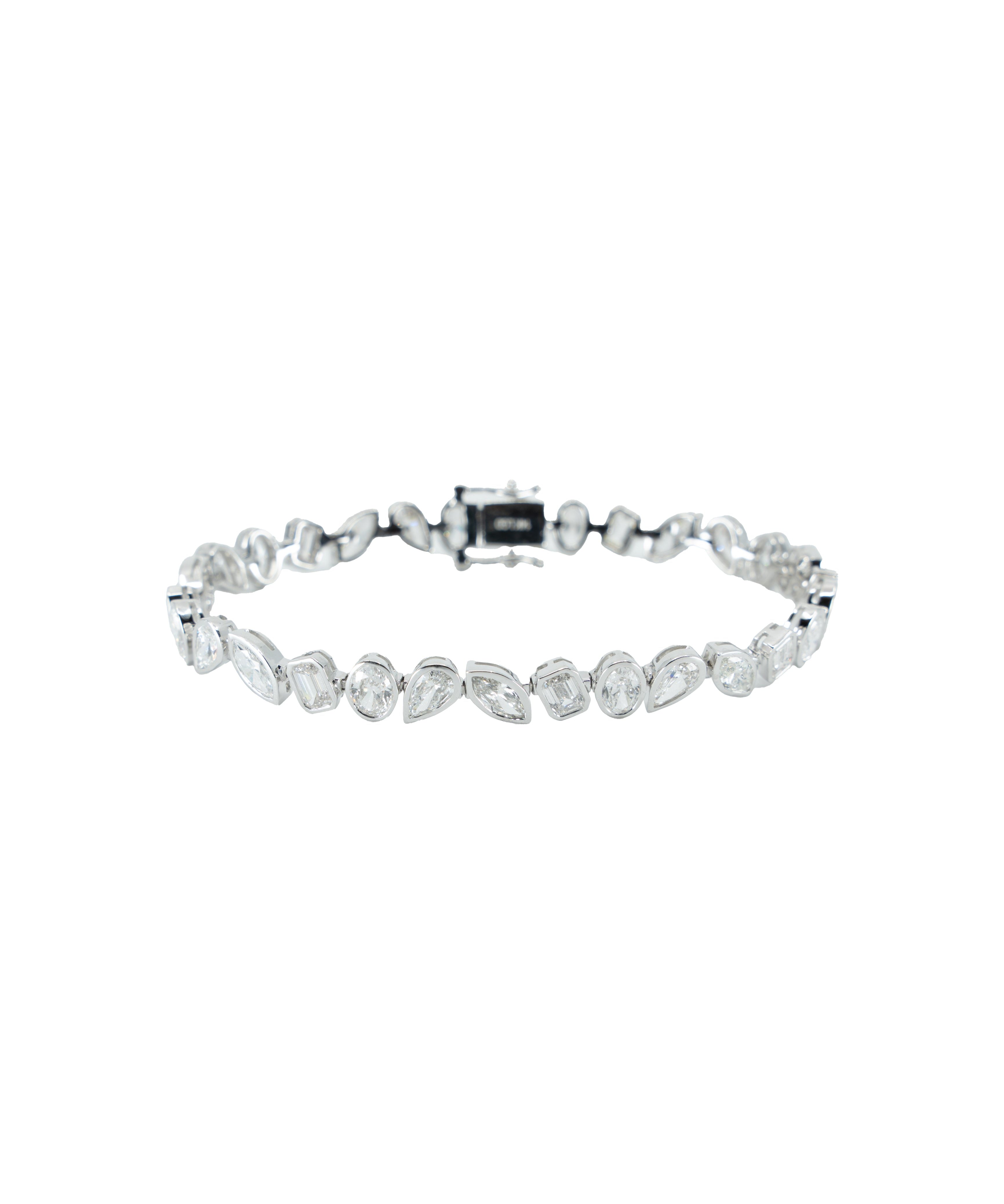 WHITE GOLD DIAMOND 10.82 CARAT TENNIS BRACELET Default Title / 14K. WG. 10.82CT. O.E.M.P. BEZEL. BRACELET