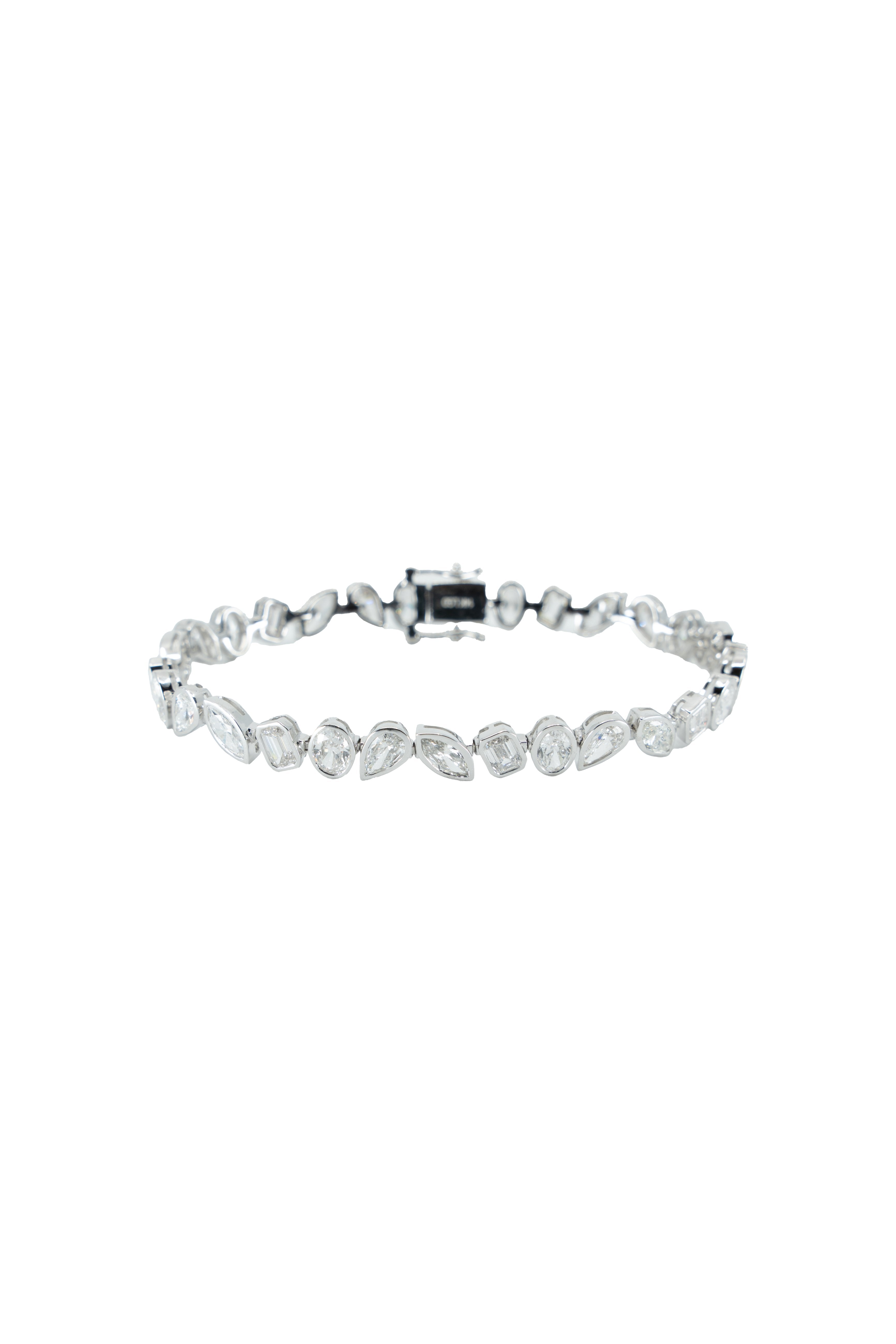 WHITE GOLD DIAMOND 10.82 CARAT TENNIS BRACELET Default Title / 14K. WG. 10.82CT. O.E.M.P. BEZEL. BRACELET