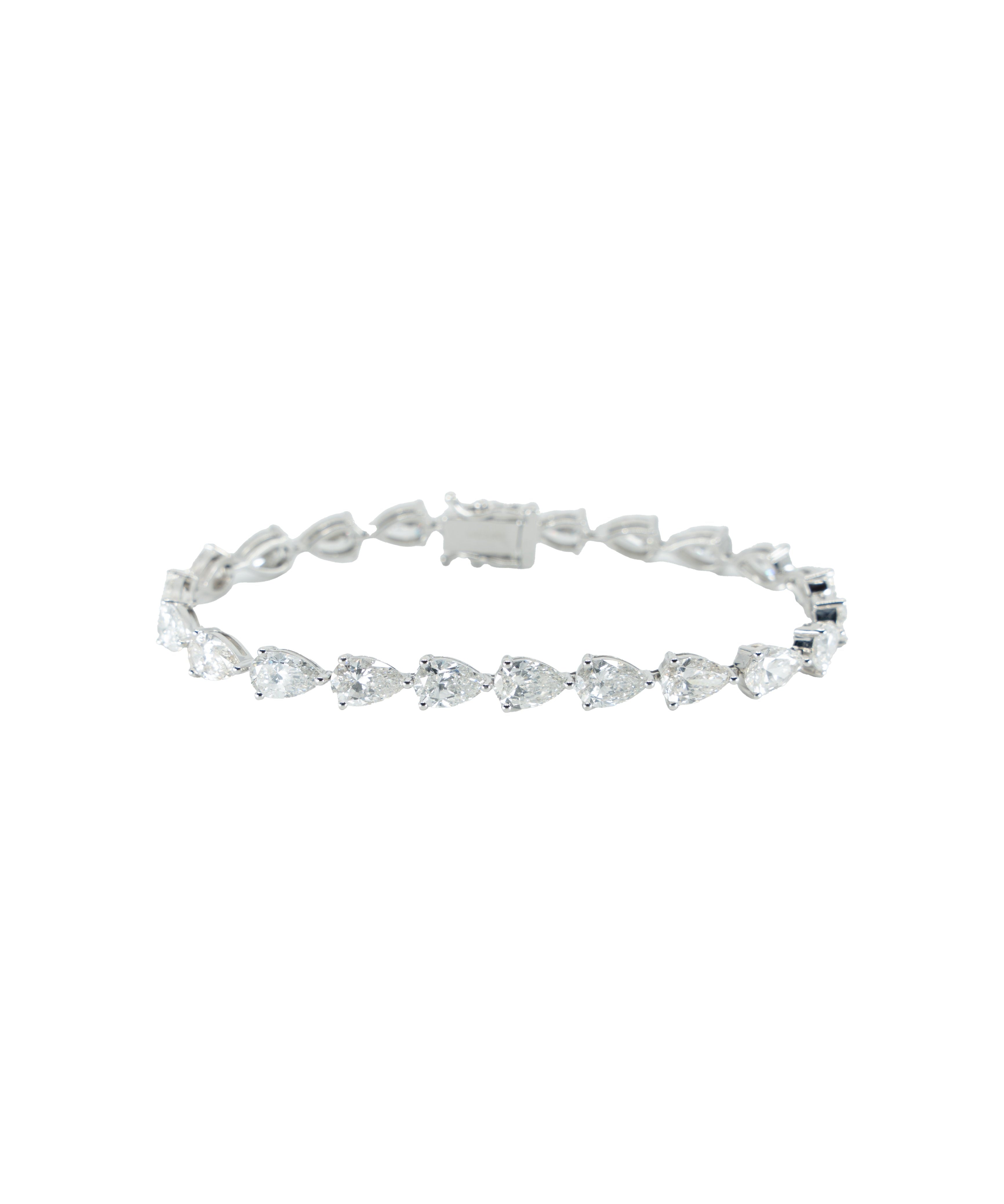 WHITE GOLD PEAR 12.85 CARAT TRAIN BRACELET Default Title / 14KG. WG. 12.85CT. PEAR. TRAIN