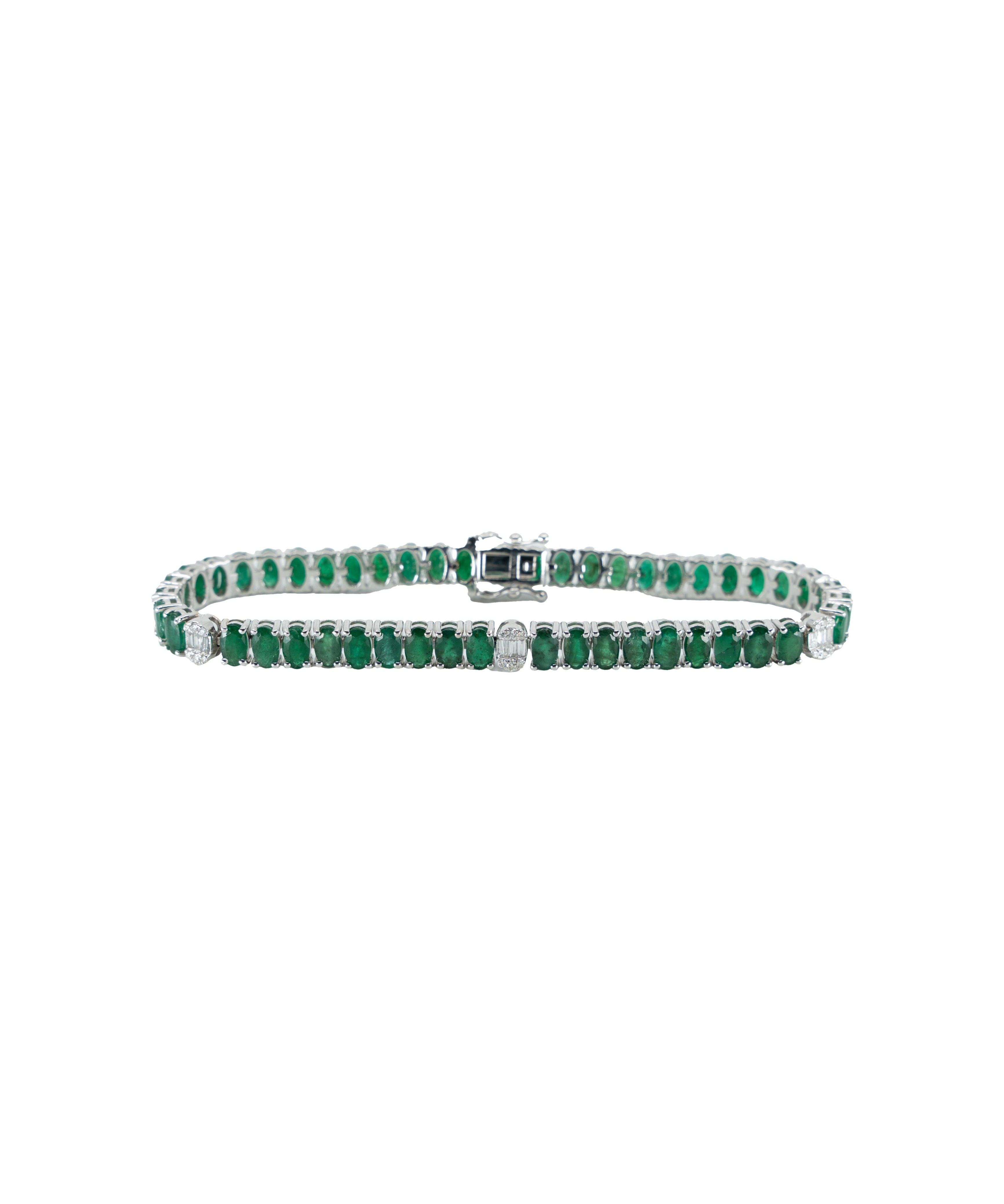 WHITE GOLD EMERALD OVAL 8.93 CARAT TENNIS BRACELET Default Title / 14K. WG. 1.75CT. DIA. EMERALD 8.93CT. BRACELET