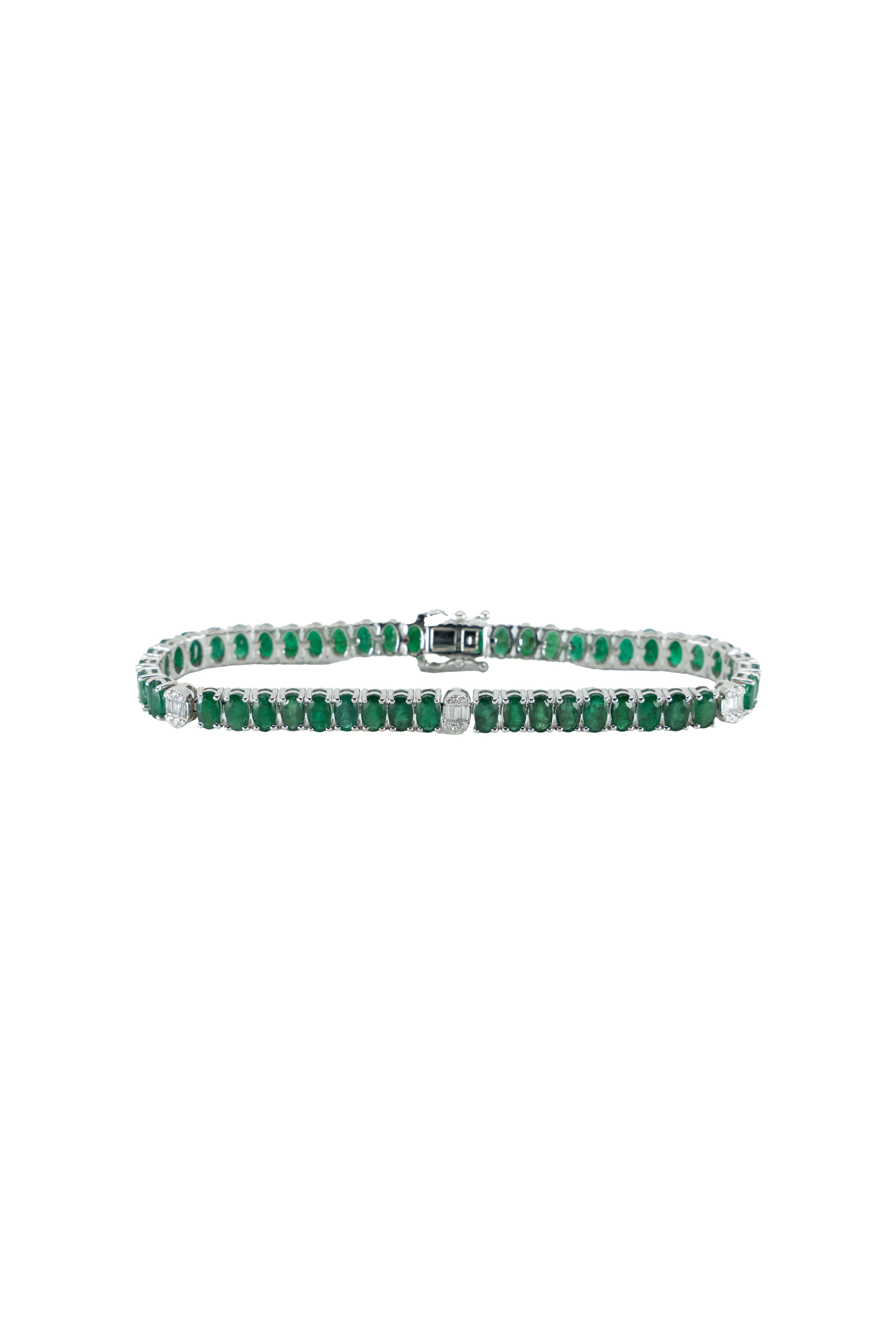WHITE GOLD EMERALD OVAL 8.93 CARAT TENNIS BRACELET Default Title / 14K. WG. 1.75CT. DIA. EMERALD 8.93CT. BRACELET