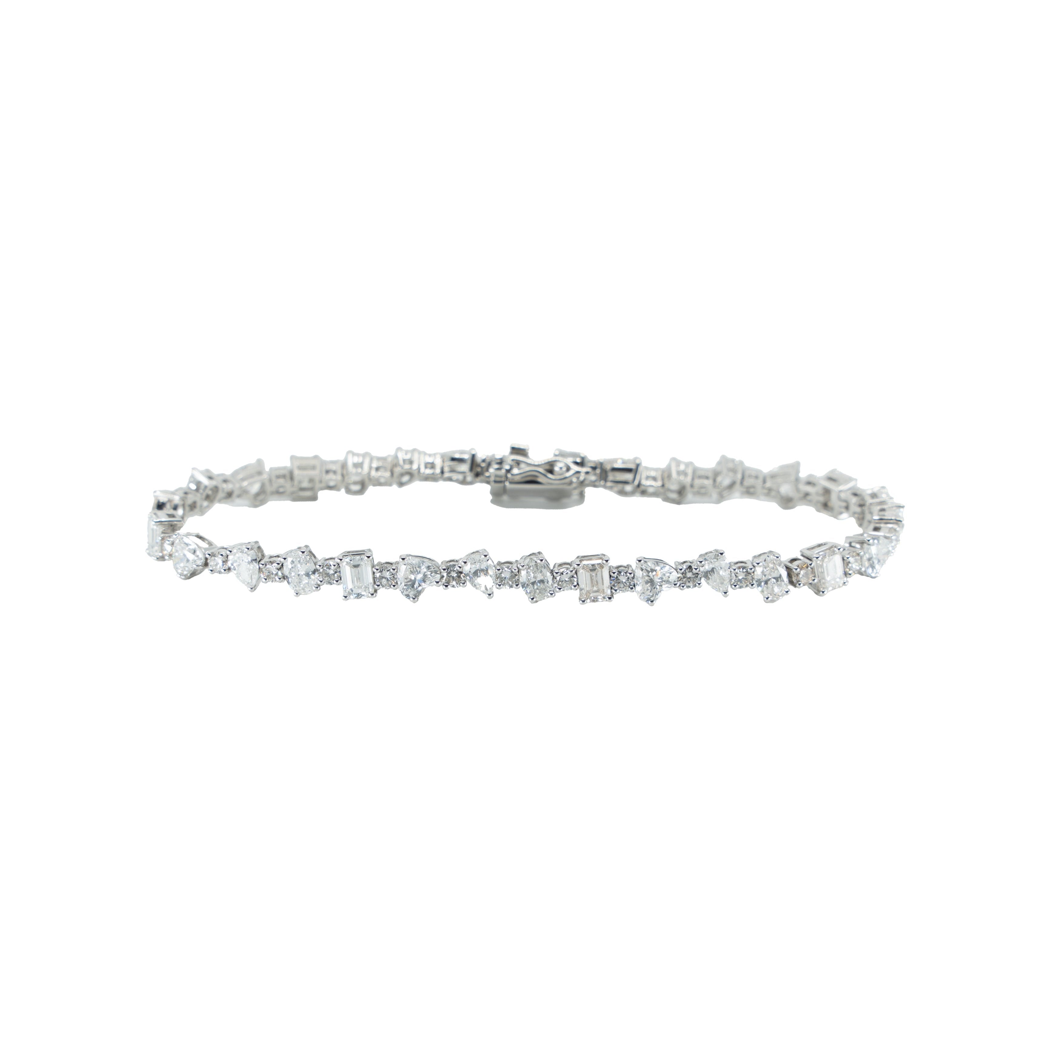 WHITE GOLD FANCY MIXED 8.78 CARAT TENNIS BRACELET Default Title / 14K. WG. 8.78CT. FANCY. H.P.O.E.r. BRACELET